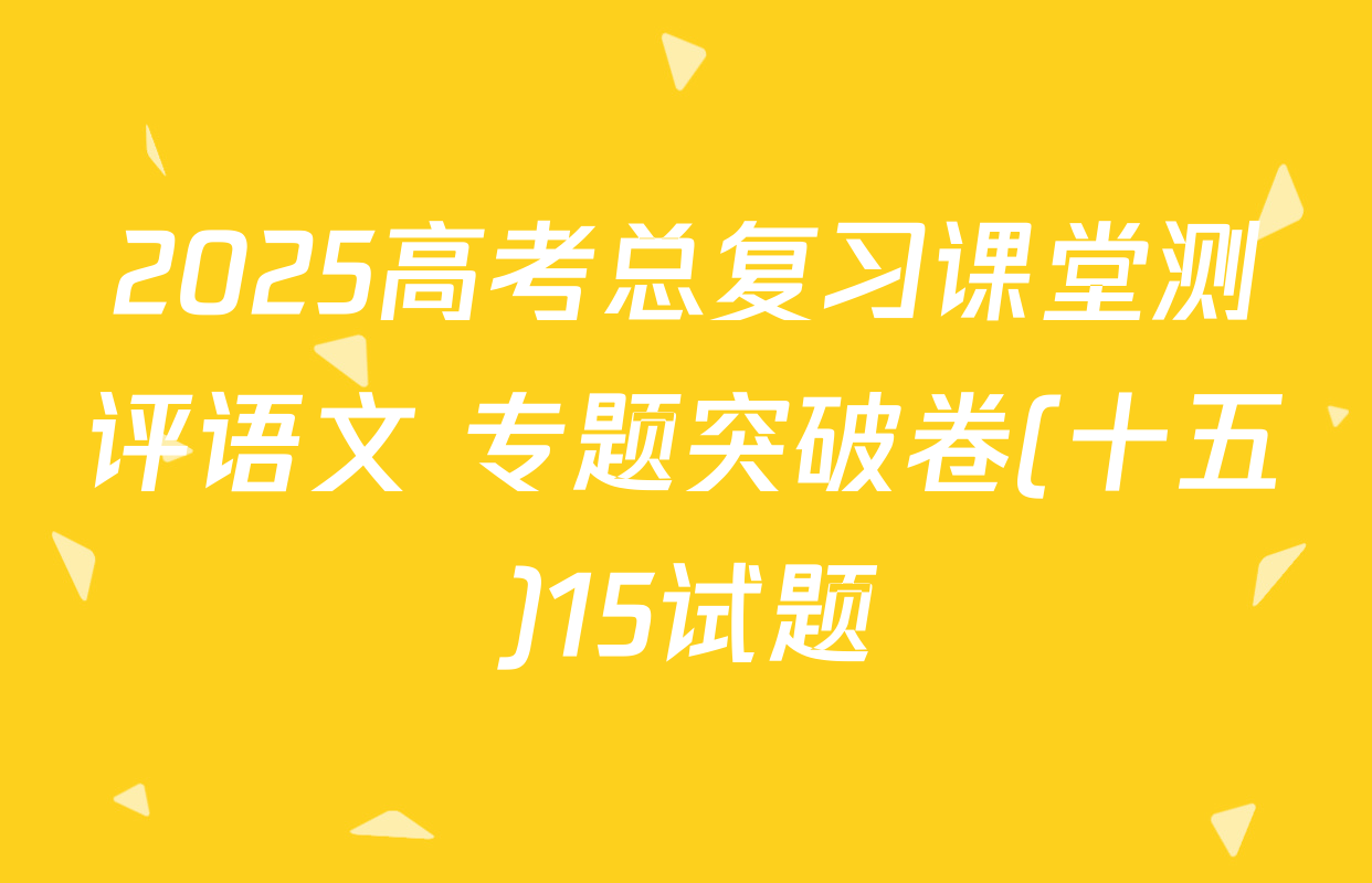 2025高考总复习课堂测评语文 专题突破卷(十五)15试题