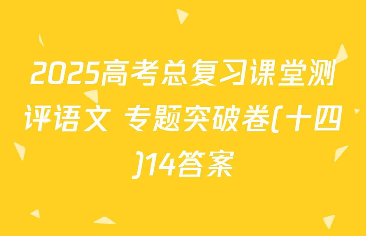 2025高考总复习课堂测评语文 专题突破卷(十四)14答案