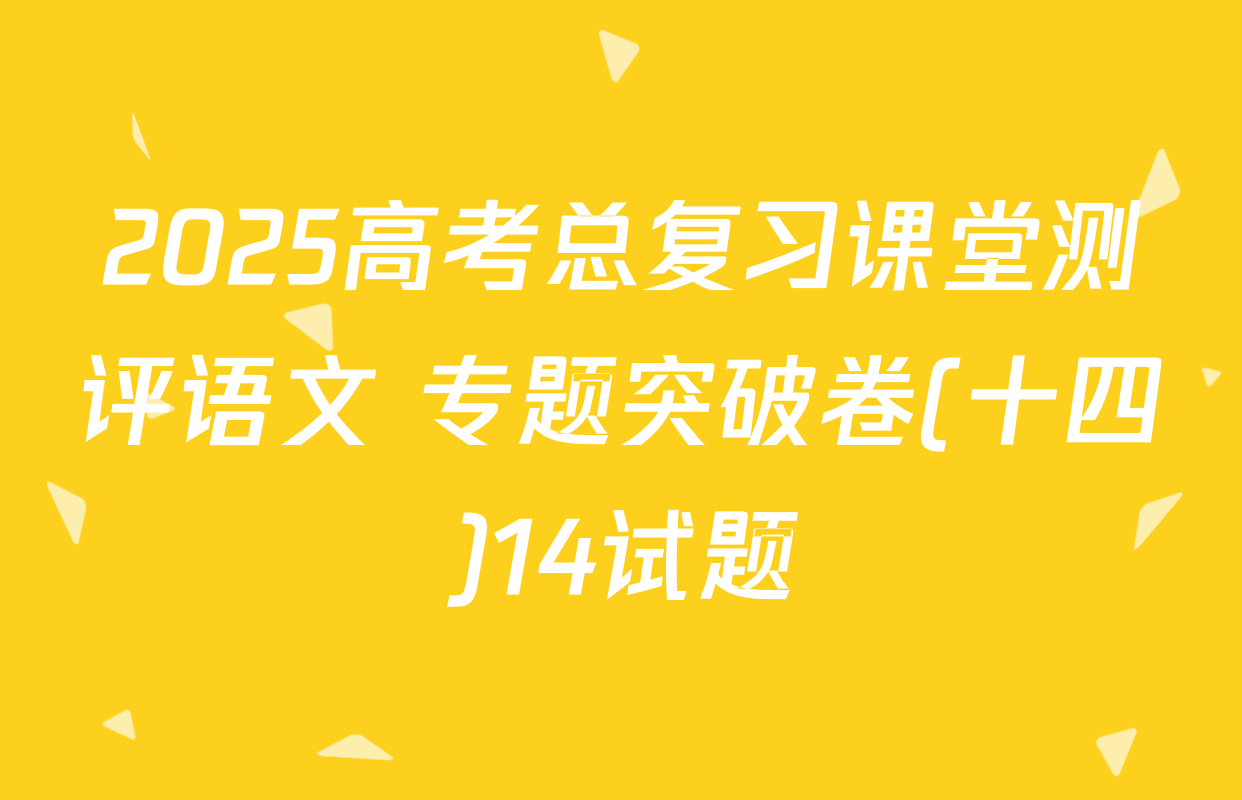 2025高考总复习课堂测评语文 专题突破卷(十四)14试题