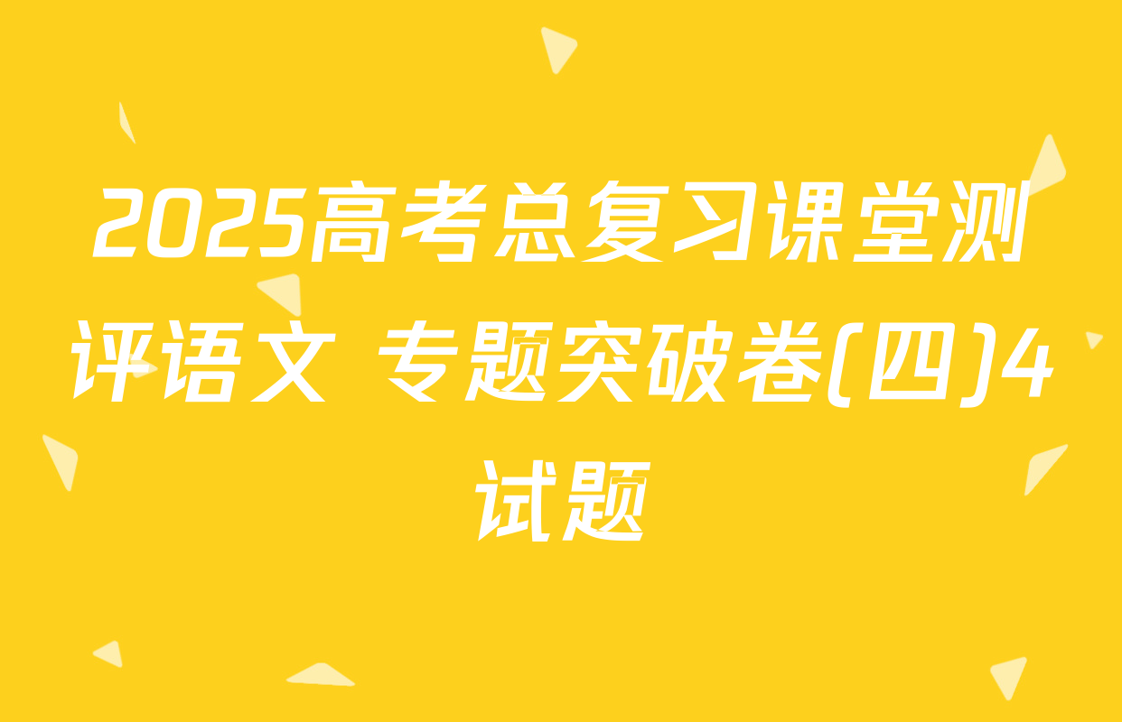 2025高考总复习课堂测评语文 专题突破卷(四)4试题