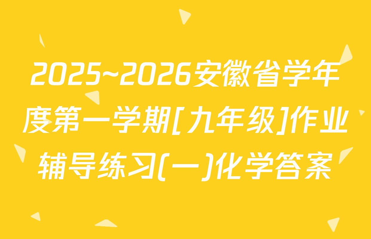 2025~2026安徽省学年度第一学期[九年级]作业辅导练习(一)化学答案