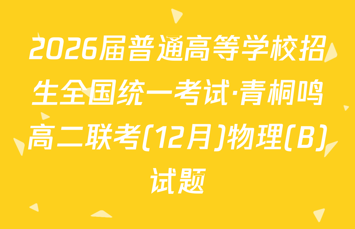 2026届普通高等学校招生全国统一考试·青桐鸣高二联考(12月)物理(B)试题