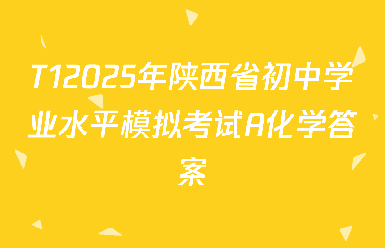 T12025年陕西省初中学业水平模拟考试A化学答案