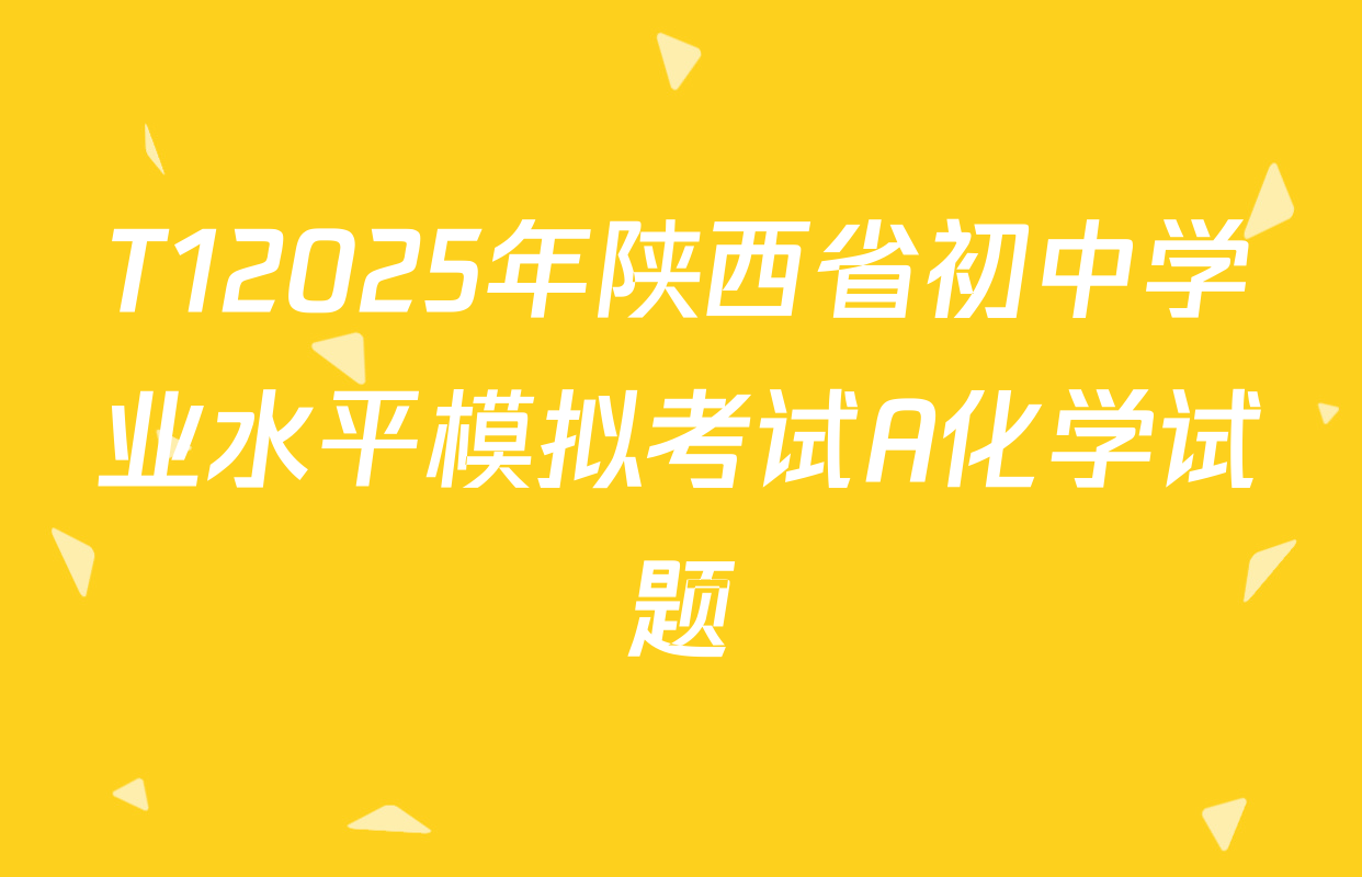 T12025年陕西省初中学业水平模拟考试A化学试题
