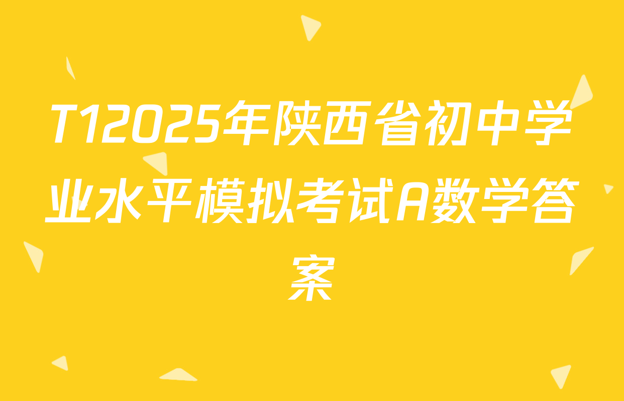 T12025年陕西省初中学业水平模拟考试A数学答案