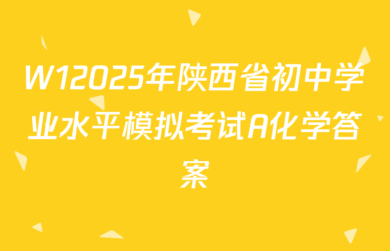 W12025年陕西省初中学业水平模拟考试A化学答案