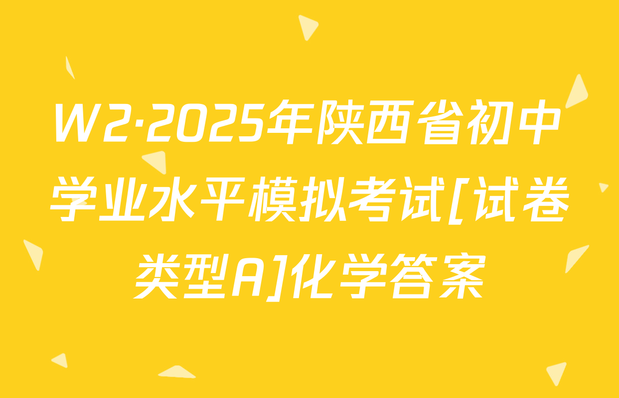 W2·2025年陕西省初中学业水平模拟考试[试卷类型A]化学答案