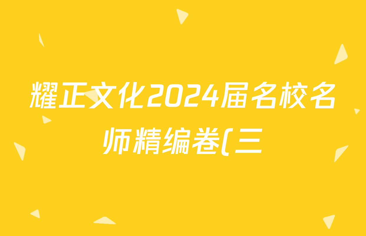 耀正文化2024届名校名师精编卷(三)政治试题